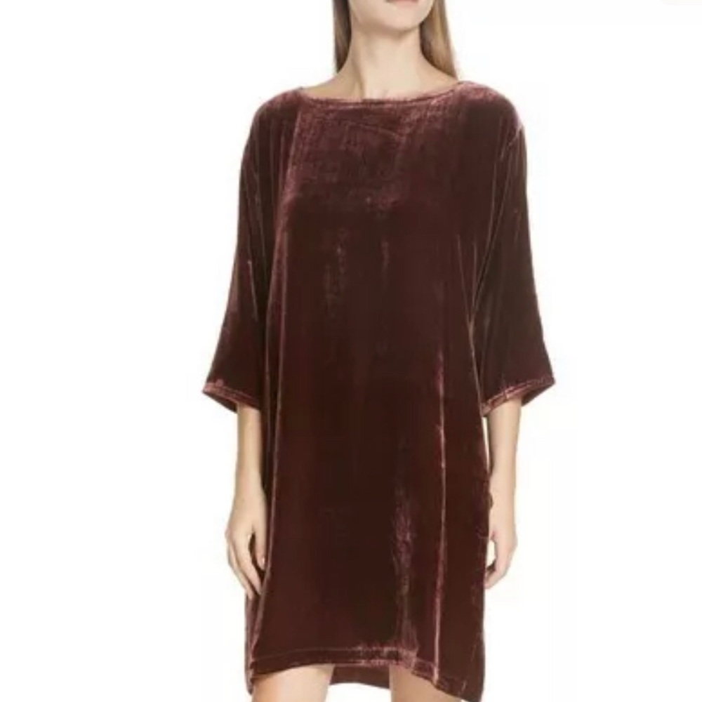 NEW w TAG! 39" Long Eileen Fisher WASHABLE Silk Velvet Shift Dress 2X